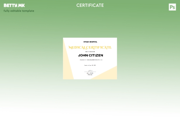 Модерен стил Шаблон за верзија на медицински сертификат во САД