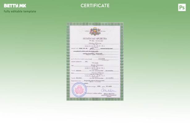 Модерен стил Шаблон за извод од матична книга на родени Латвија во шаблон формат