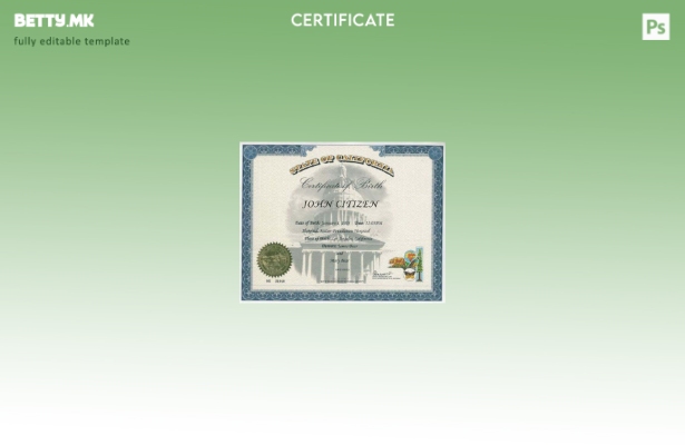 Модерен стил Шаблон за извод од матична книга на родените во Соединетите Држави