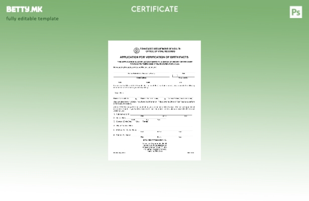 Модерен стил Шаблон за извод од матична книга на родените од Министерството за 2