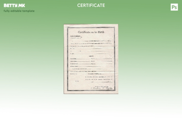 Модерен стил Шаблон за извод од матичната книга на родените во Обединетото Држав