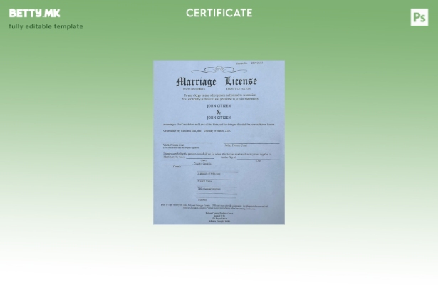 Модерен стил Шаблон за потврда за брак во округот Фултон во САД