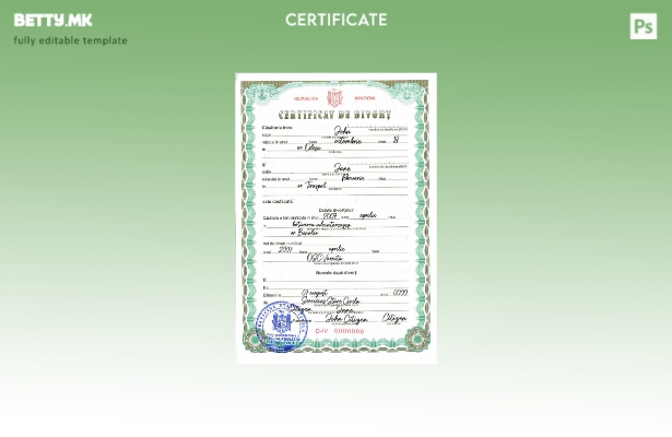 Модерен стил Шаблон за потврда за развод на Молдавија