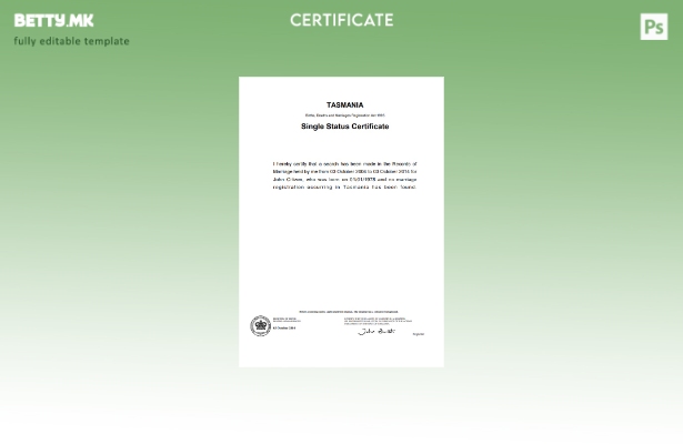 Модерен стил Шаблон за потврда за развод од Австралија Тасманија во шаблон Word