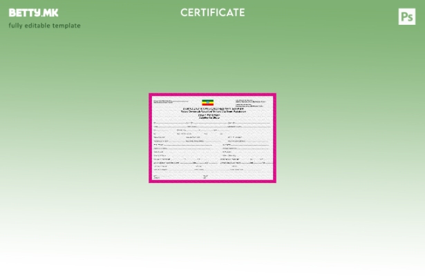 Модерен стил Шаблон за сертификат за усвојување за регистрација на Етиопија Вита