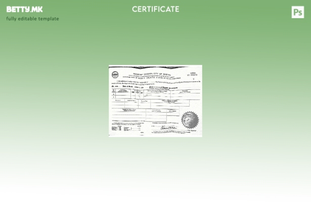 Модерен стил Шаблон за уверение за смрт од Комонвелтот на Масачусетс