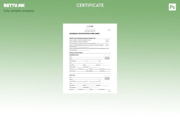 Модерен стил во САД Шаблон за регистрација на брак