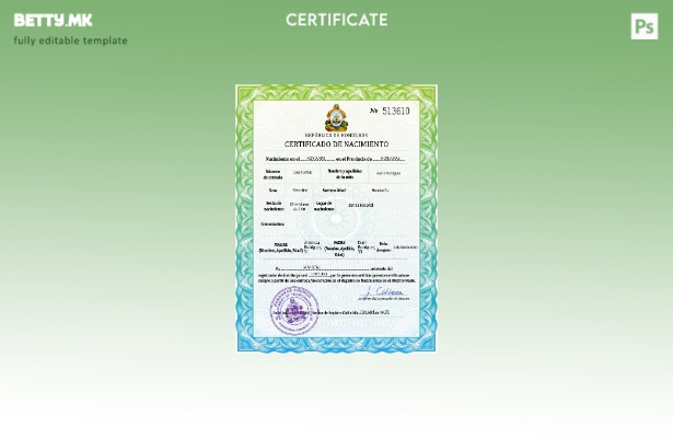 Модерен стил извод од матична книга на родените во Хондурас на француски Шаблон