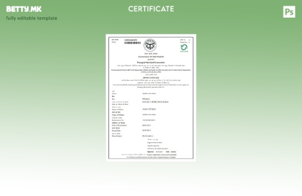 Модерен стил индиската влада на Утар Прадеш шаблон извод од матична книга на род