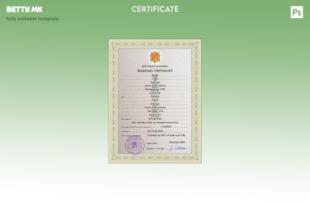 Модерен стил на Андора шаблон за PSD шаблон за документи за брак