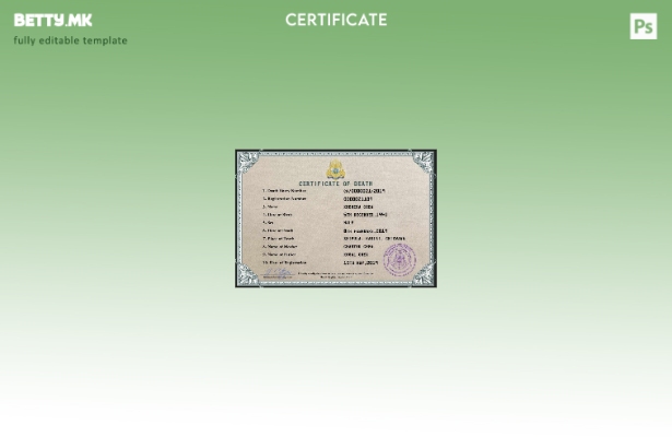 Модерен стил на Камбоџа, шаблон за шаблон за PSD сертификат за смртен рекорд од
