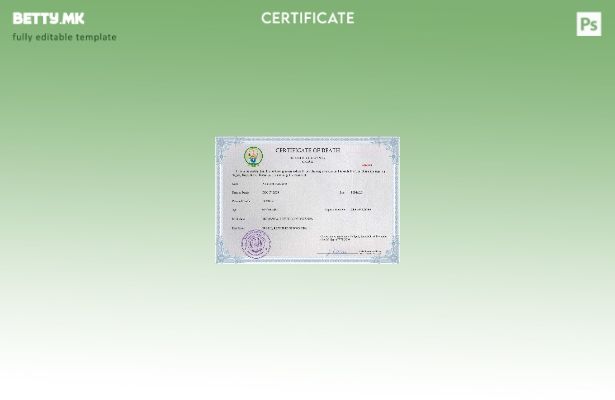 Модерен стил на Руанда, шаблон за шаблон за ПСД од потврда за смрт од витален ре