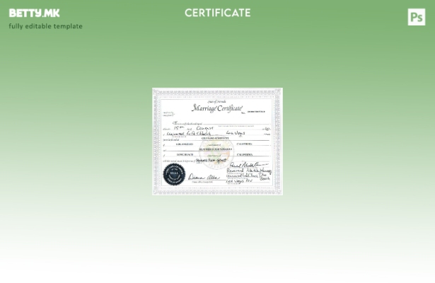 Модерен стил на САД, округот на службеник во Невада, шаблон за потврда за брак