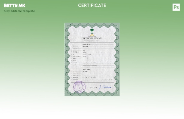 Модерен стил на Саудиска Арабија шаблон за шаблон PSD од потврда за смрт