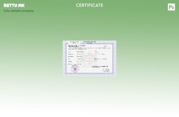 Модерен стил на шаблон за PSD сертификат за смрт на Фиџи