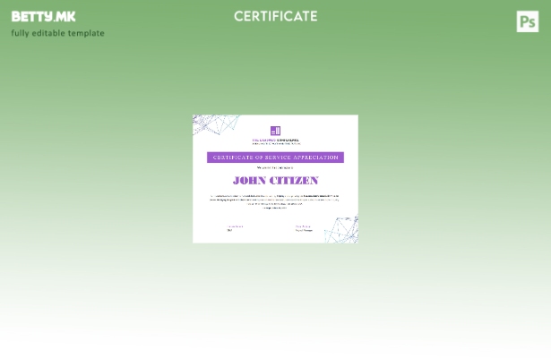 Модерен стил шаблон за волонтерски сертификат во САД