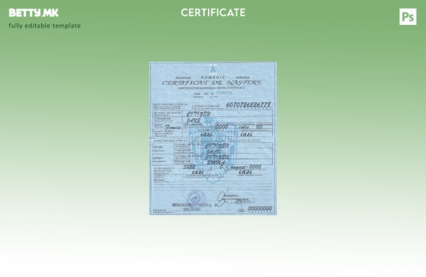 Модерен стил шаблон за извод од матична книга на родените Романија во шаблон за