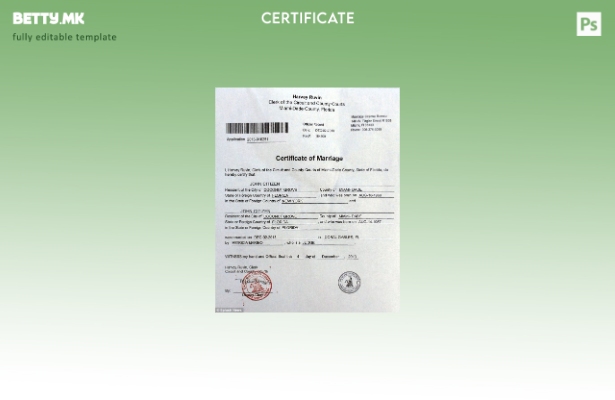Модерен стил шаблон за потврда за брак за венчаници за коло во САД и окружни суд
