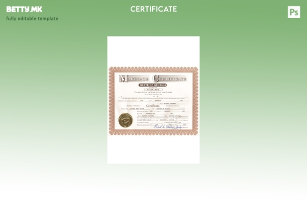 Модерен стил шаблон за потврда за брак од САД Џорџија