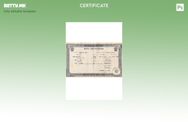 Модерен стил шаблон за потврда за раѓање во САД Мисури