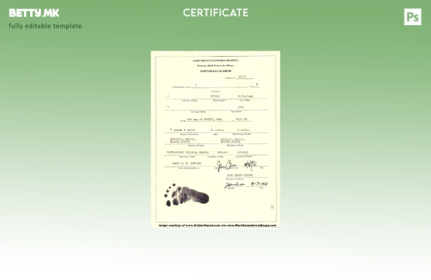 Модерен стил шаблон за сертификат за раѓање во Кенија