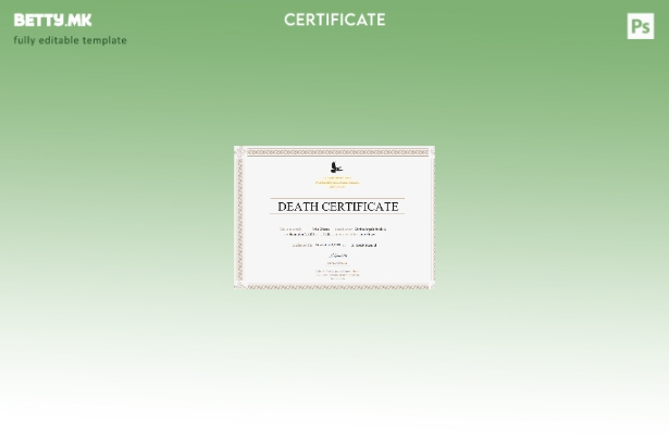 Модерен стил шаблон за сертификат за смрт на САД
