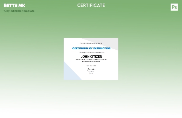 Модерен стил шаблон за сертификат за уништување на САД