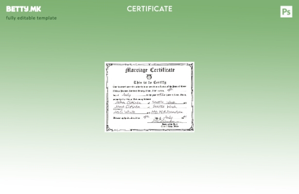 Модерен стил шаблон за уверение за брак во САД Ајдахо во шаблон PSD формат