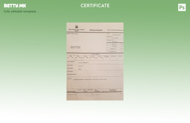 Модерен стил шаблон за уверение за смрт за следење на Канцеларијата за здравстве