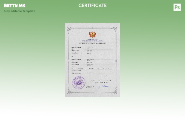 Модерен стил шаблон за PSD сертификат за брак на Хаваи