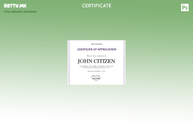 Модерен стил шаблон сертификат за благодарност на вработени во САД