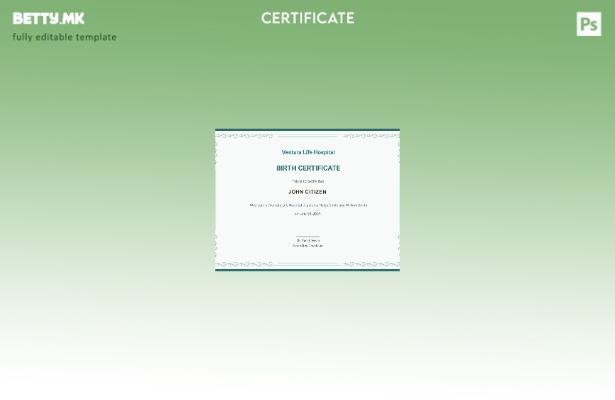 Модерен стил, Шаблон за извод од матична книга на родени во болницата Вентура Ла