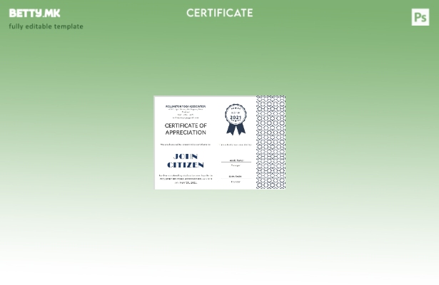 Модерен стил, Шаблон за сертификат за благодарност на клиентите во САД во Word и