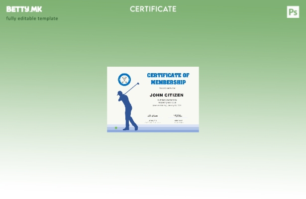 Модерен стил, Шаблон за сертификат за членство во американски голф клуб