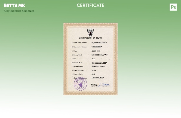 Модерен стил, шаблон за ПСД од уверение за смрт во Судан