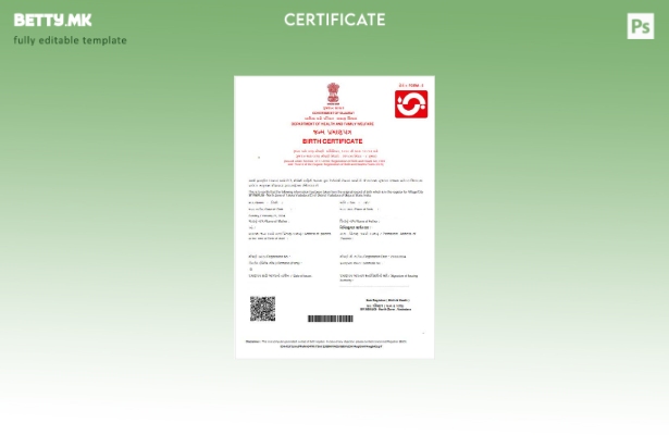 Модерен стил, шаблон за извод од матична книга на родени на Министерството за зд