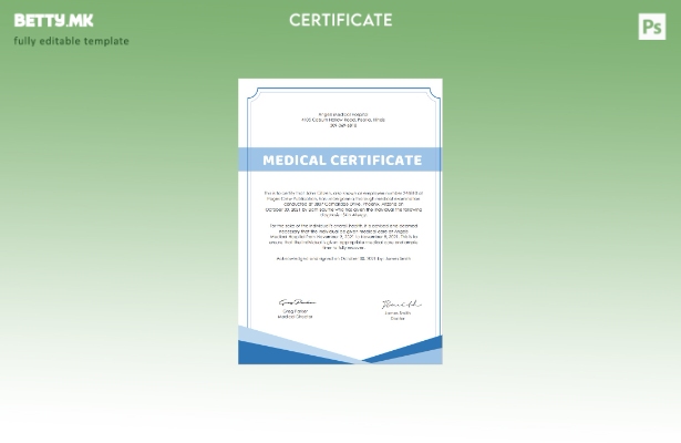 Модерен стил, шаблон за медицински сертификати за американски болници