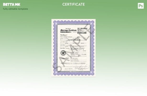 Модерен стил, шаблон за потврда за брак од матичната служба на САД во Невада