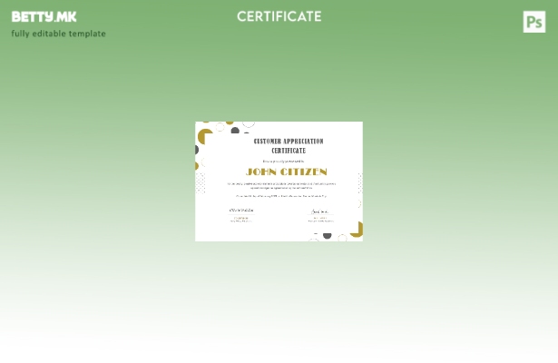 Модерен стил, шаблон за сертификат за благодарност на клиентите во САД во шаблон