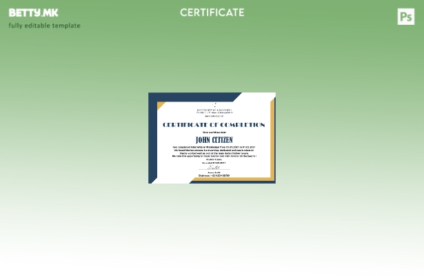 Модерен стил, шаблон за сертификат за стажирање во САД