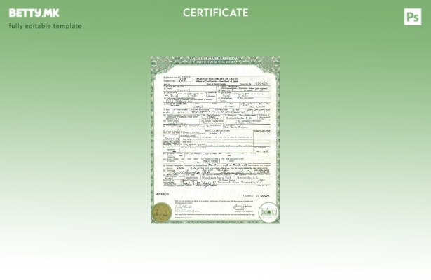 Модерен стил, шаблон за уверение за смрт од државата Јужна Каролина во шаблон PS