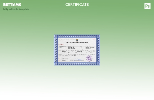 Модерен стил, шаблон за шаблон ПСД од потврда за брак од Венецуела