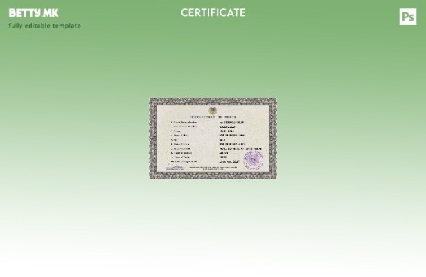 Модерен стил, шаблон за PSD сертификат за смрт од Јужен Судан