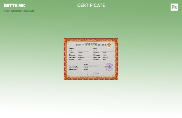 Модерен стил, шаблон за PSD, шаблон за потврда за брак на Шведска