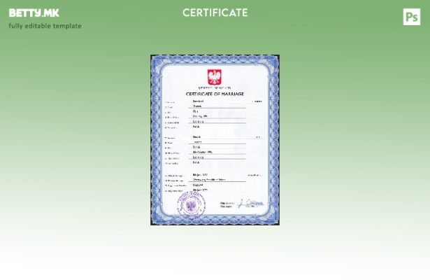 Модерен стил, шаблон за PSD, шаблон за потврда за брак од Полска