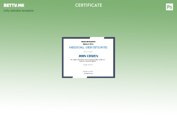 Шаблон за медицински сертификат во модерен стил на САД