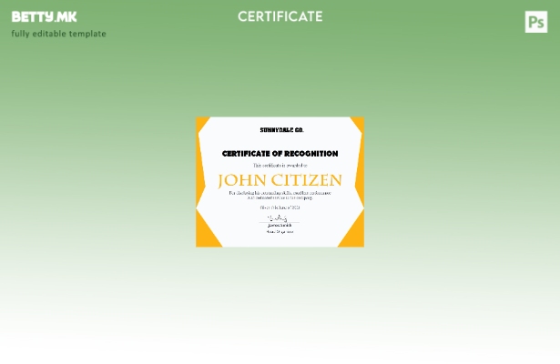 Шаблон за сертификат за признавање на САД во модерен стил