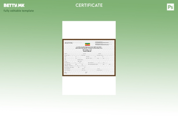 Шаблон за сертификат за смрт во модерен стил во Етиопија