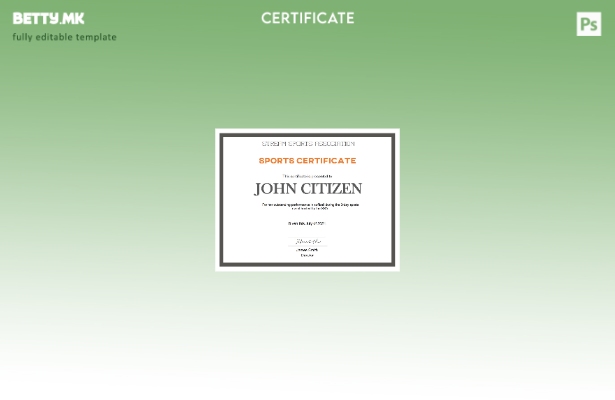 Шаблон за сертификат за спорт во модерен стил на САД