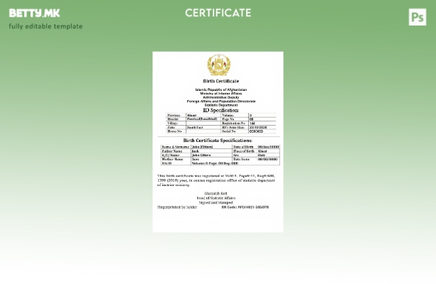 модерен стил Авганистан од витално значење извод од матичната книга на родените